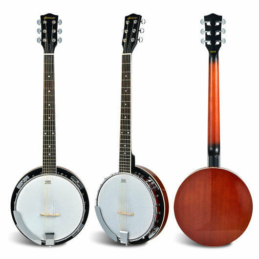 39 Inch Sonart Full Size 6 string 24 Bracket Professional Banjo Instrument with Open Back