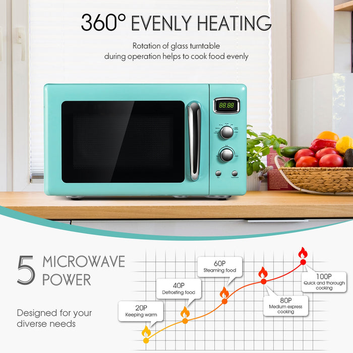 0.9 Cu.ft Retro Countertop Compact Microwave Oven-Green