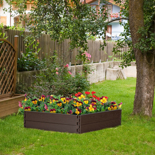 Raised Garden Bed Set for Vegetable and Flower-Brown