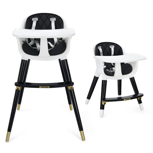 3-In-1 Adjustable Baby High Chair with Soft Seat Cushion for Toddlers-Black