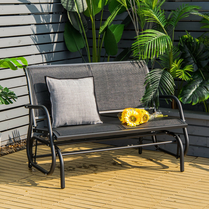 Swing Glider Chair 48 Inch Loveseat Rocker Lounge Backyard-Black