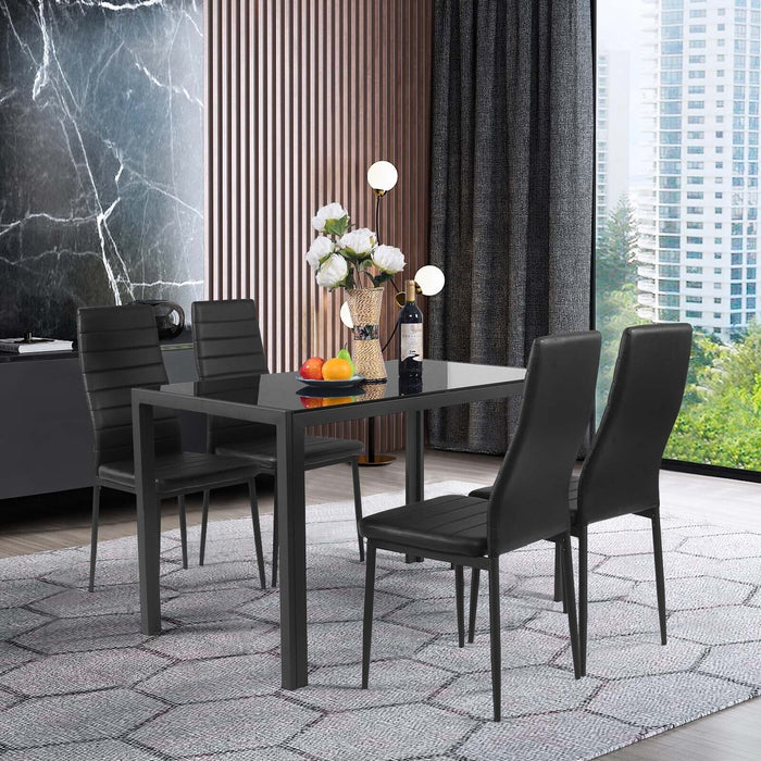 4 Pieces Modern Leather Dinning Chairs Set with Metal Frame