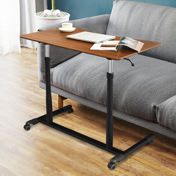 Height Adjustable Computer Desk Sit to Stand Rolling Notebook Table-Brown