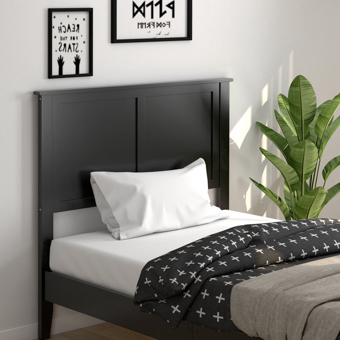 Solid Wood Flat Panel Headboard for Twin-size Bed-Black