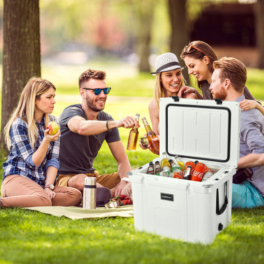 55 Quart Cooler Portable Ice Chest with Cutting Board Basket for Camping