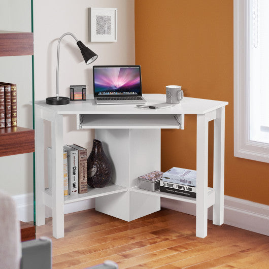 Wooden Study Computer Corner Desk with Drawer-White