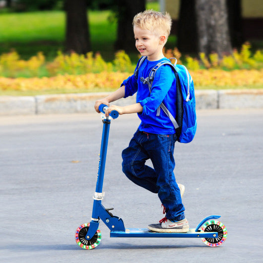 Folding Kick Scooter with 3 Adjustable Heights for Kids-Blue