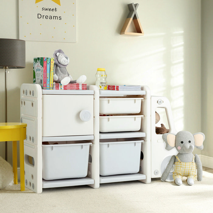 Toddler Truck Storage Organizer with Plastic Bins-Gray