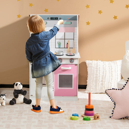 2-In-1 Kids Kitchen Playset and Dollhouse with Accessories