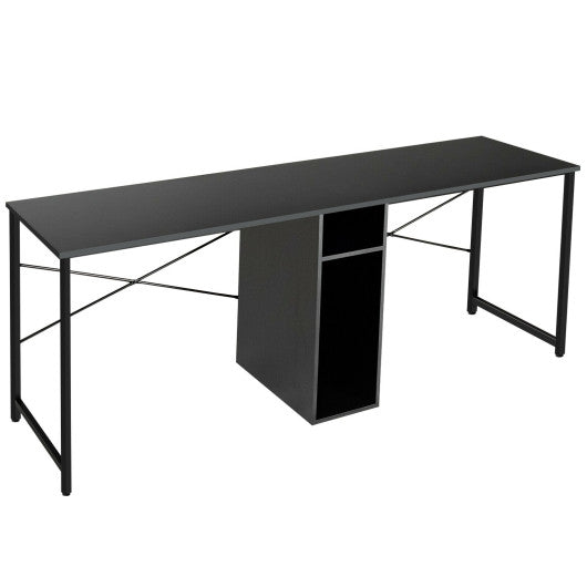 79 Inches Multifunctional Office Desk for 2 Person with Storage-Black