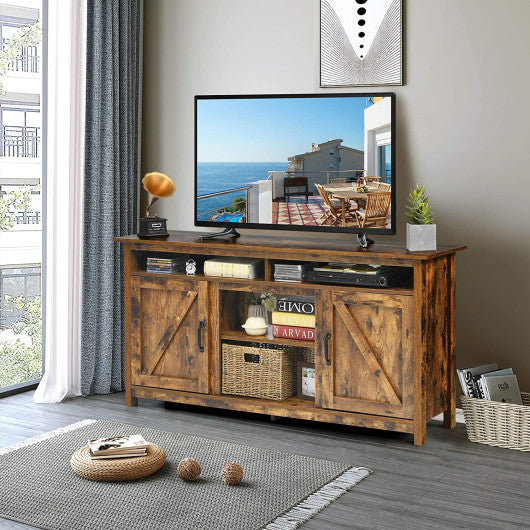 60â€Industrial TV Stand Entertainment Center with Shelve and Cabinet-Brown