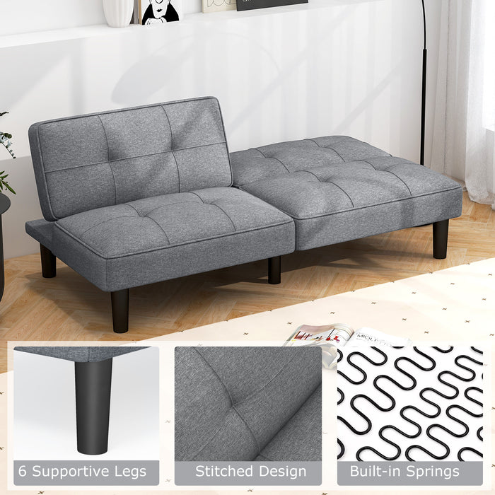 Convertible Folding Futon Sofa Bed with 6-Position Adjustable Backrest-Gray