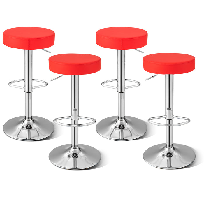 Set of 2 Adjustable Swivel Round Bar Stool  Pub Chairs-Red