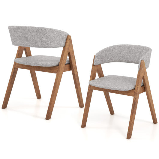 Set of 2 Soft Padded Accent Armchairs for Dining Room-Walnut and Grey