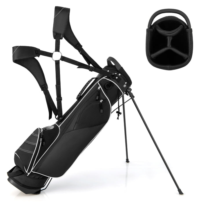 Golf Stand Cart Bag with 4 Way Divider Carry Organizer Pockets-Black