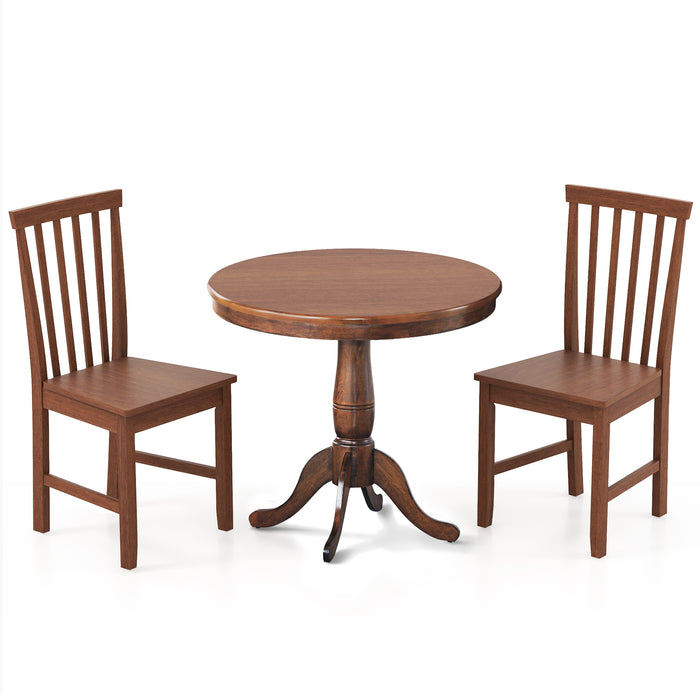 3 Pieces Wooden Dining Table and Chair Set for Cafe Kitchen Living Room