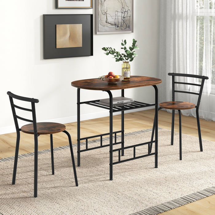 3-Piece Space-Saving Bistro Set for Kitchen and Apartment-Coffee