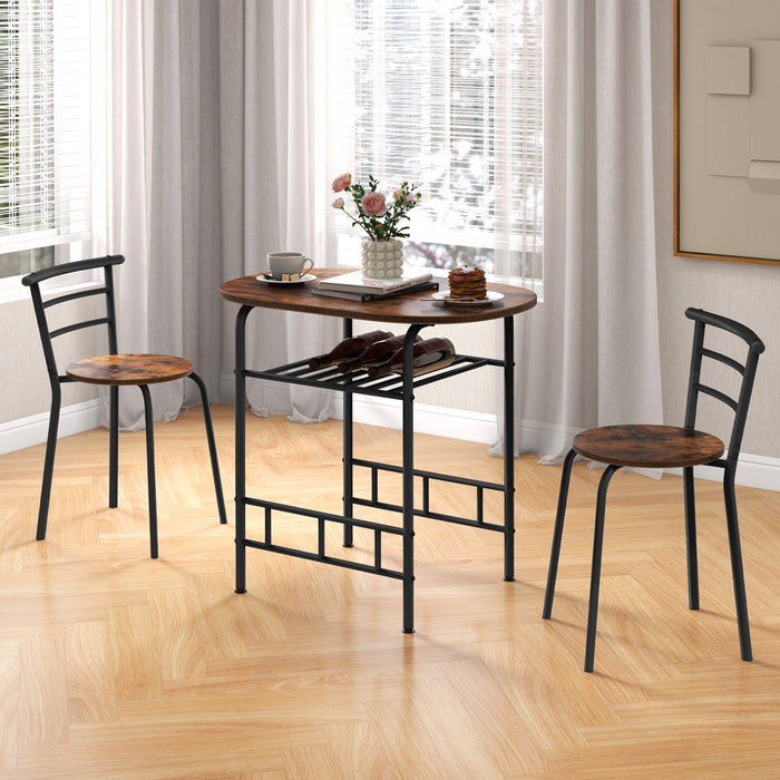 3-Piece Space-Saving Bistro Set for Kitchen and Apartment-Coffee