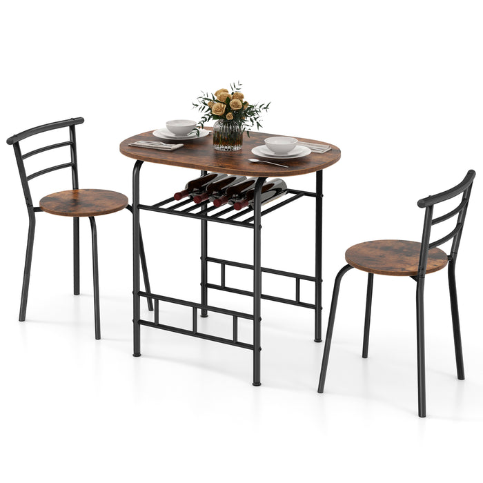 3-Piece Space-Saving Bistro Set for Kitchen and Apartment-Coffee