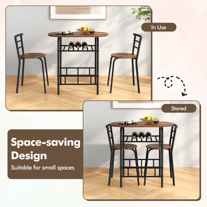 3-Piece Space-Saving Bistro Set for Kitchen and Apartment-Coffee