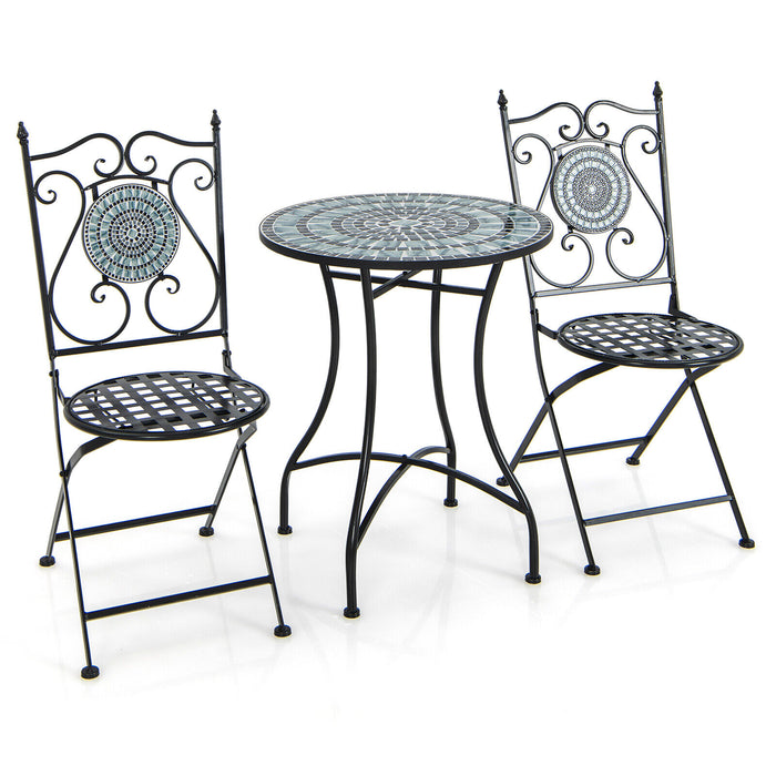 3 Pieces Mosaic Pattern Metal Dining Set