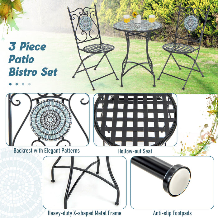 3 Pieces Mosaic Pattern Metal Dining Set