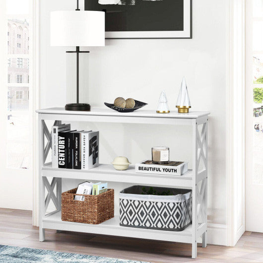 3-Tier Console X-Design Sofa Side Accent Table-White