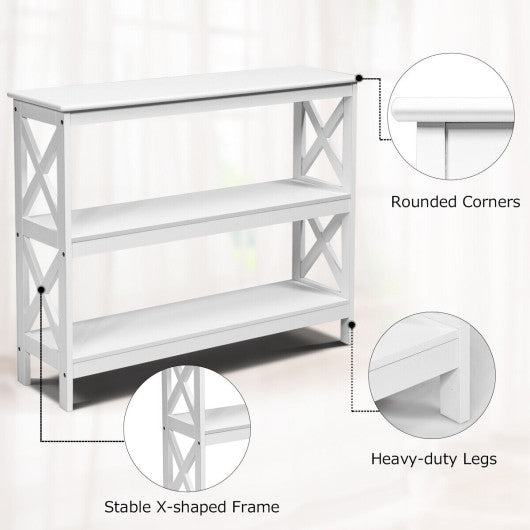 3-Tier Console X-Design Sofa Side Accent Table-White