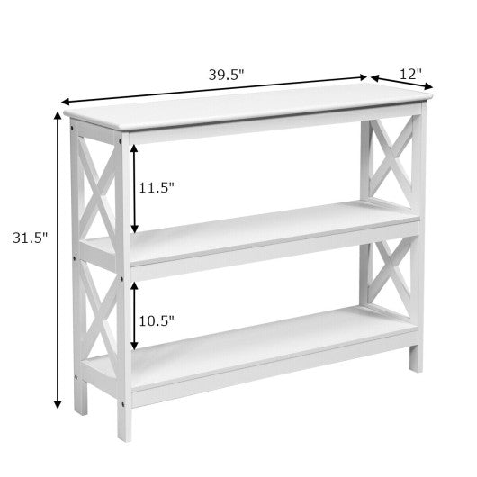 3-Tier Console X-Design Sofa Side Accent Table-White