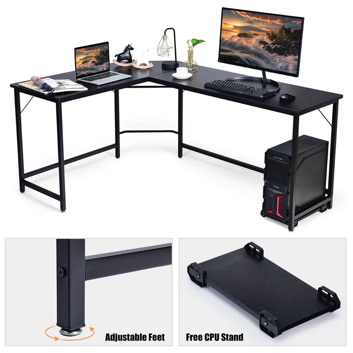 L Shaped Desk Corner Computer Desk PC Laptop Gaming Table Workstation-Black