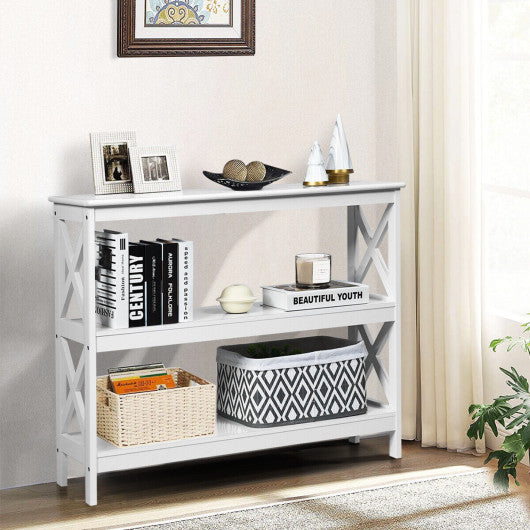 3-Tier Console X-Design Sofa Side Accent Table-White