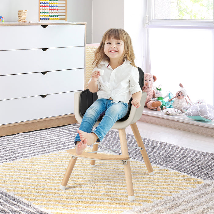 3-in-1 Convertible Wooden High Chair with Cushion-Black