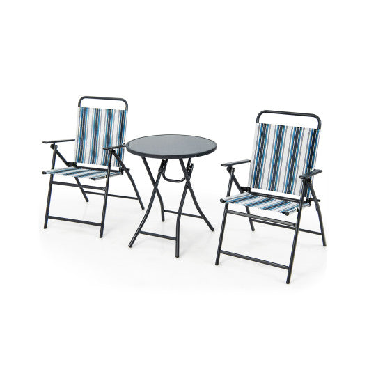 3 Pieces Outdoor Folding Chair Set Portable Folding Chair Set