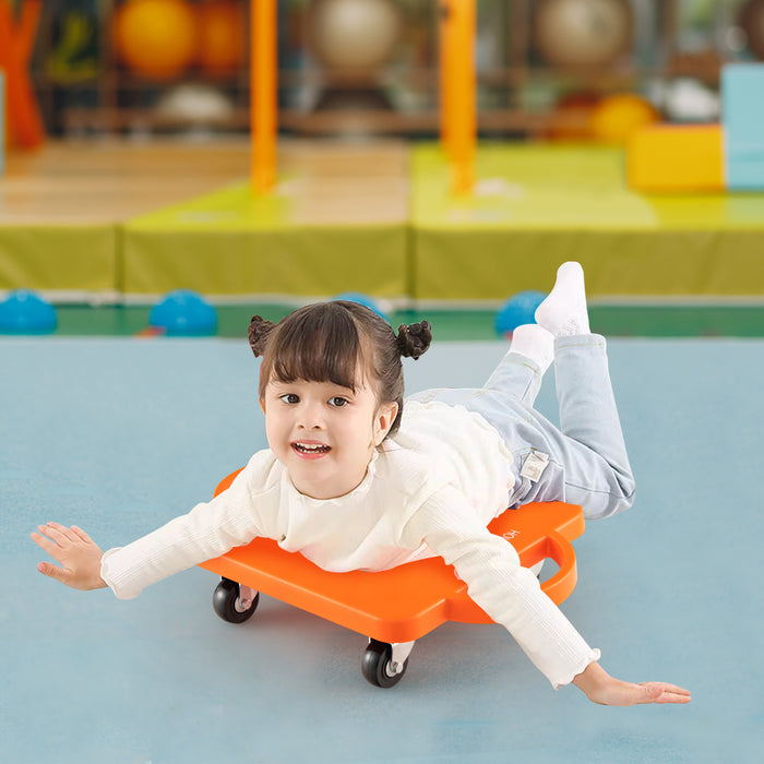 4/6-Pack Kids Sitting Scooter Board with Handles and Rolling Casters-4 Pack