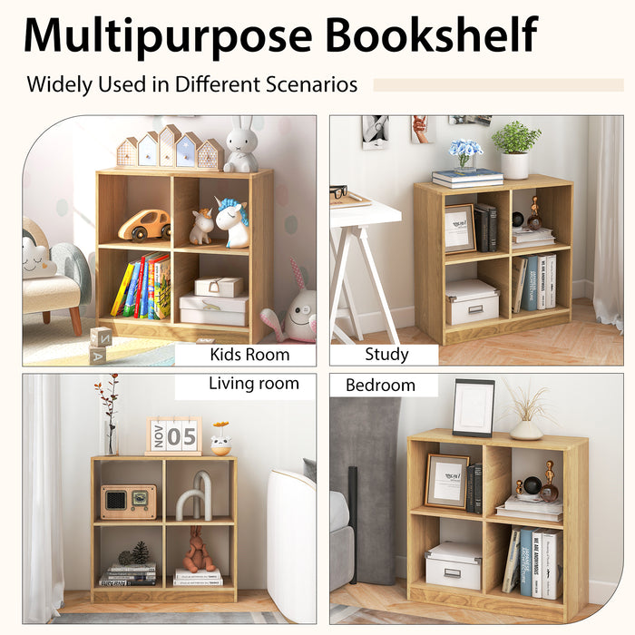 4-Cube Kids Bookcase with Open Shelves-Natural