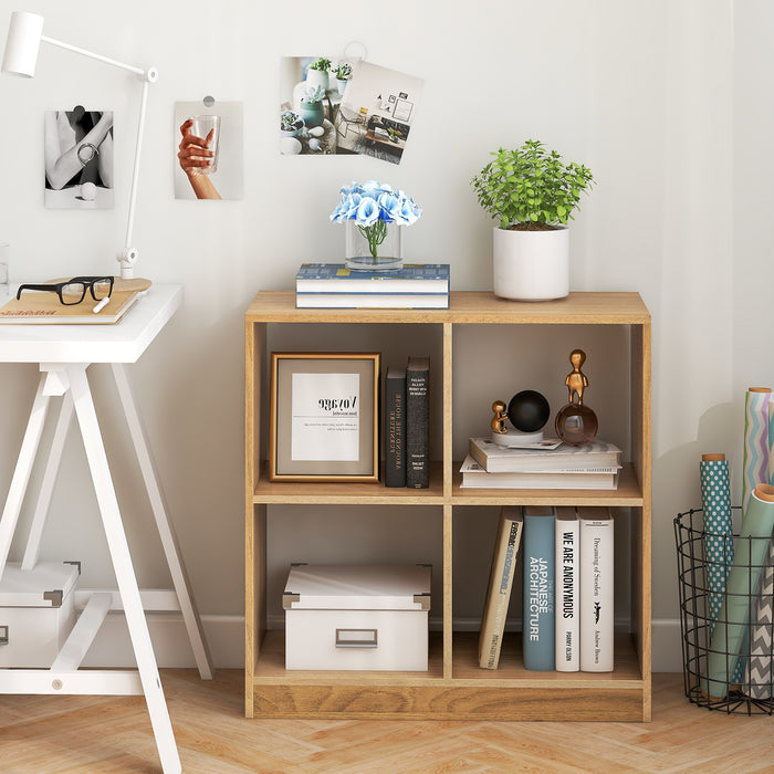 4-Cube Kids Bookcase with Open Shelves-Natural