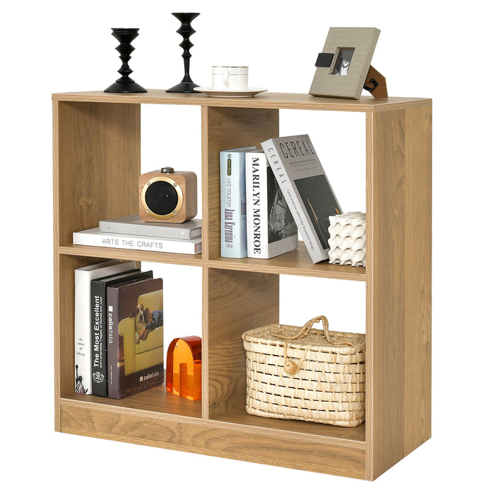 4-Cube Kids Bookcase with Open Shelves-Natural