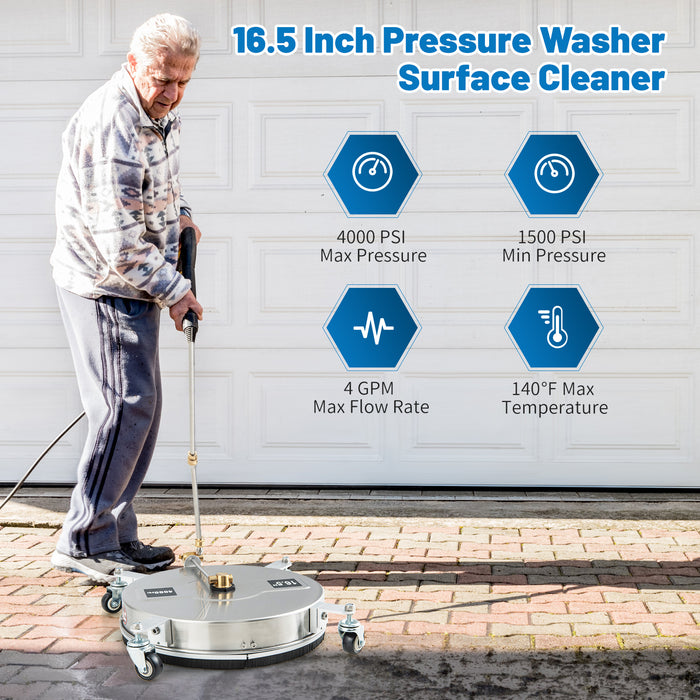 4000PSI Pressure Washer Surface Cleaner Stainless Steel with Casters