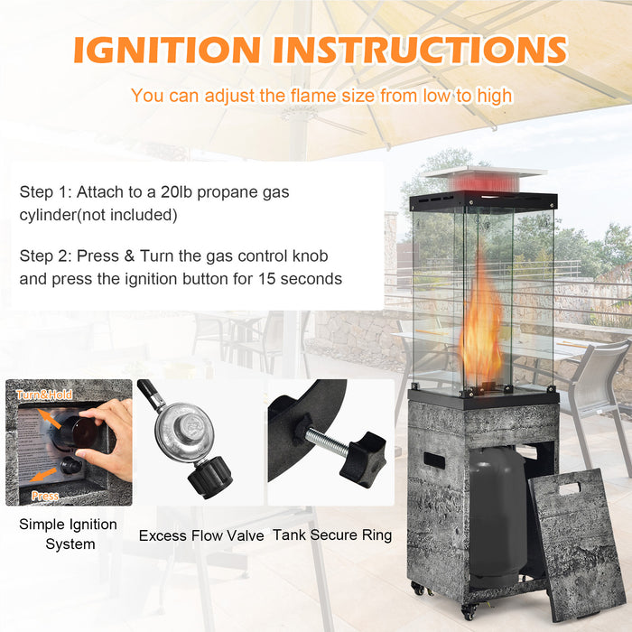 41 000 BTU Propane Patio Heater with Metal Hood-Dark Gray