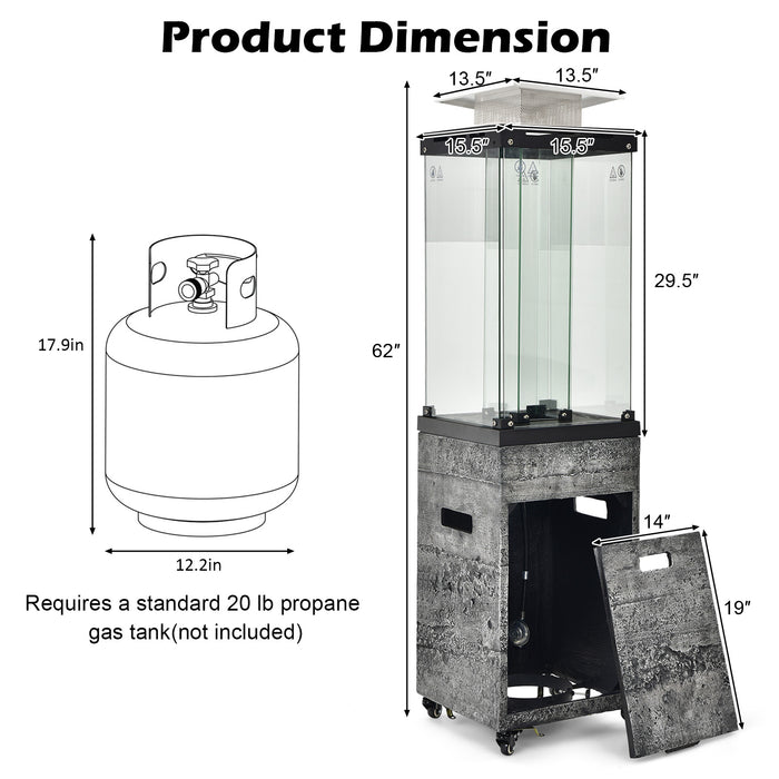 41 000 BTU Propane Patio Heater with Metal Hood-Dark Gray