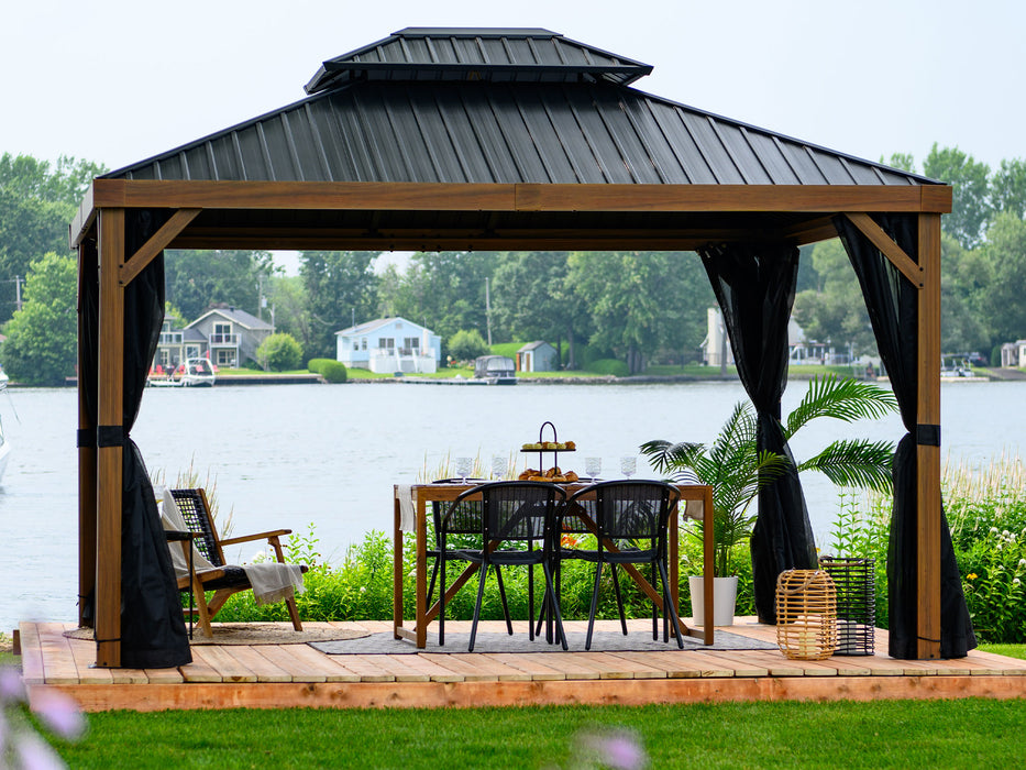 Yosemite Gazebo Aluminum frame wood finish 10 x 12