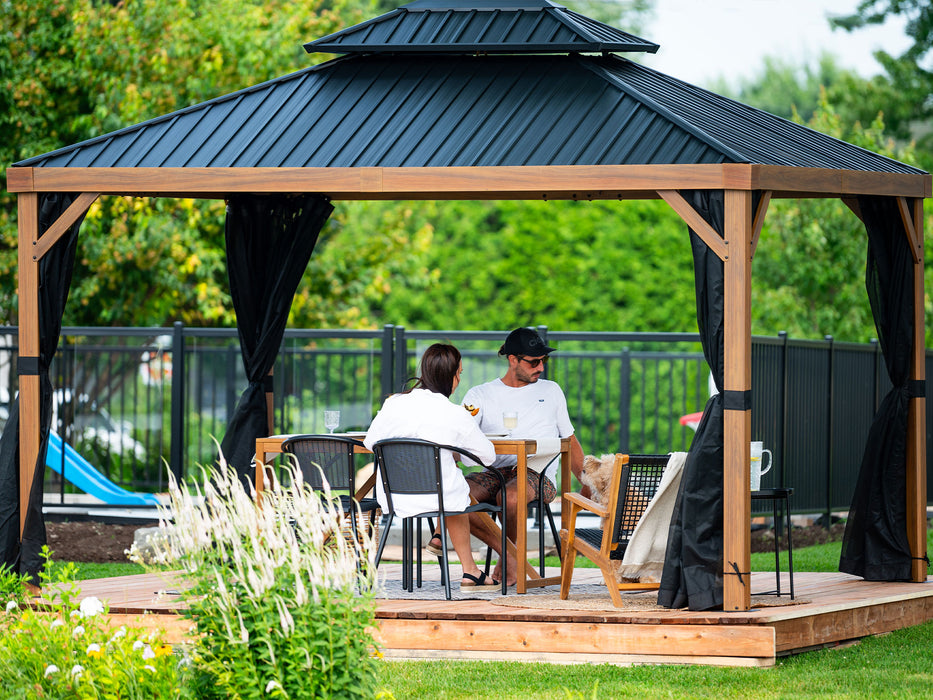 Yosemite Gazebo Aluminum frame wood finish 10 x 12