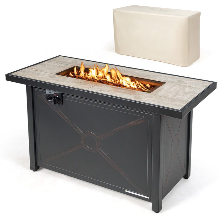 42 Inch 60000 BTU Propane Fire Pit Table with Ceramic Tabletop