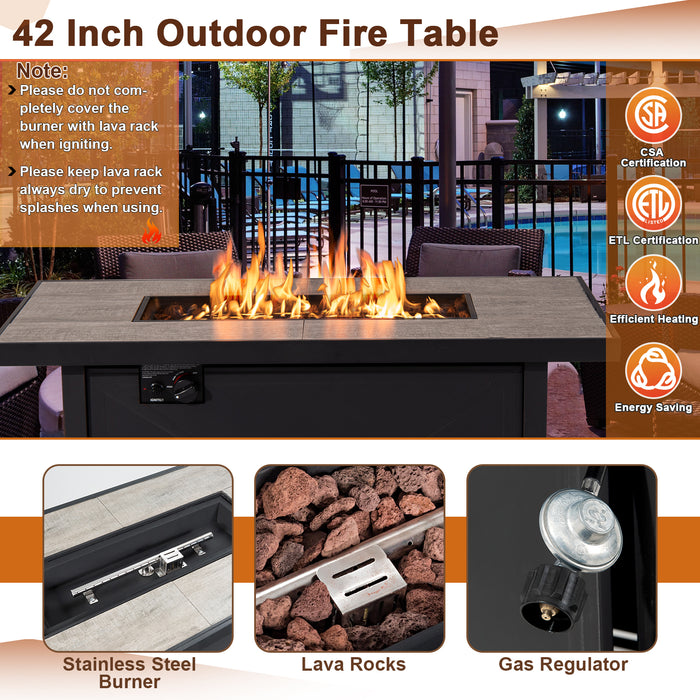 42 Inch 60000 BTU Propane Fire Pit Table with Ceramic Tabletop