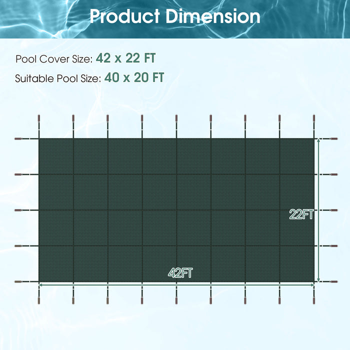 42 x 22 Feet Safety Pool Cover Fits 40 x 20 Feet Inground Swimming Pools-Green