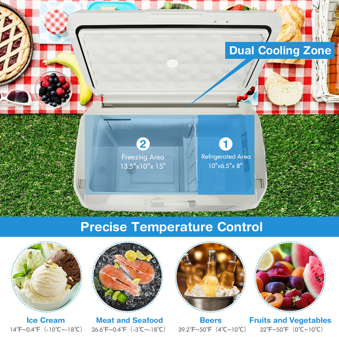 42 QT Portable Dual-Zone Car Refrigerator-White