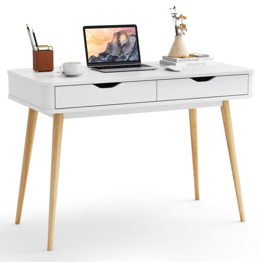 43.5 Inch Computer Desk with 2 Drawers for Small Spaces-White