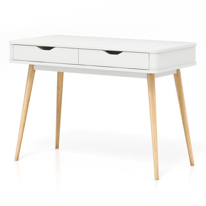 43.5 Inch Computer Desk with 2 Drawers for Small Spaces-White