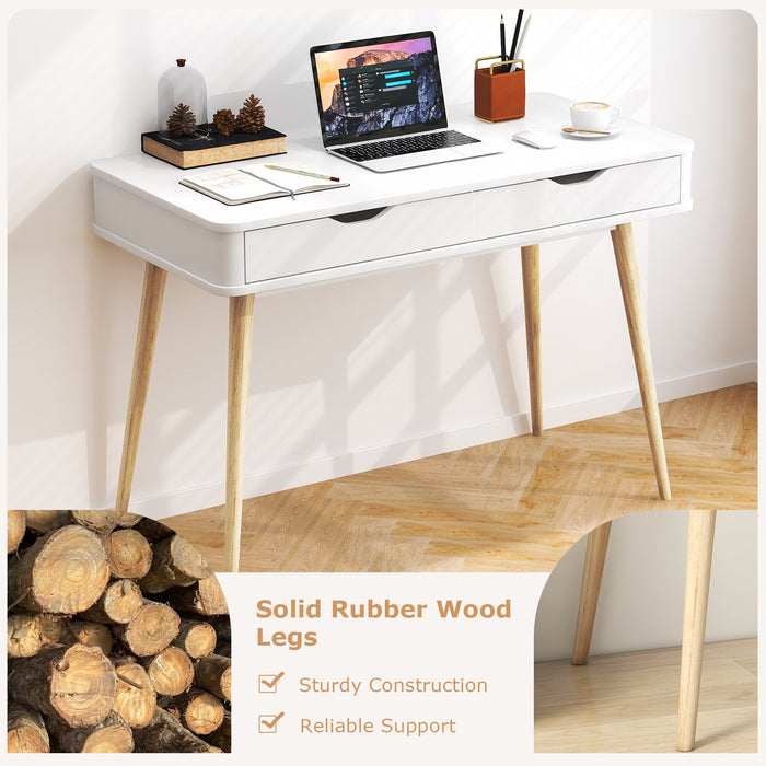 43.5 Inch Computer Desk with 2 Drawers for Small Spaces-White