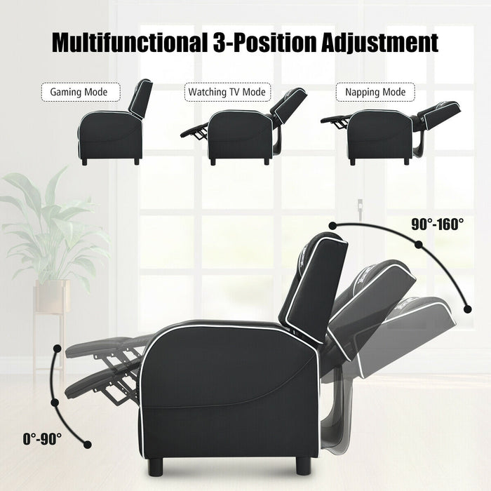 Massage Racing Gaming Single Recliner Chair-White